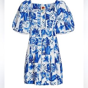 FARM RIO Blue and White Floral Mini Dress